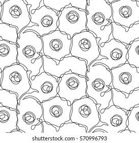 Trendy Abstract hand drawn seamless pattern. Simple black and white doodles background Vector illustration.