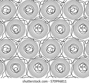 Trendy Abstract hand drawn seamless pattern. Simple black and white doodles background Vector illustration.