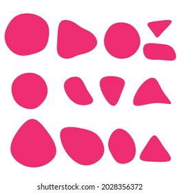 Trendy abstract hand drawn set with wave lines, circles and liquid shapes. Retro red objects isolated on white background. Vector illustration