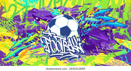 Trendy Abstract Hip Hop Urban Street Art Graffiti Style Soccer Or Football Illustration Background