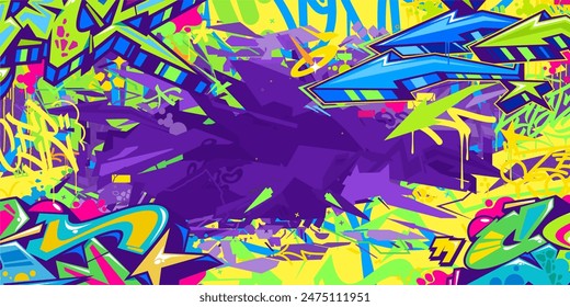 Trendy Abstract Hip Hop Urban Street Art Graffiti Style Vector Illustration Background Template