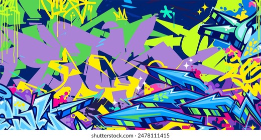 Trendy Abstract Hip Hop Urban Street Art Graffiti Style Vector Illustration Background Template