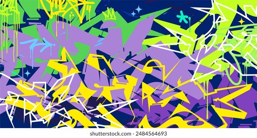 Trendy Abstract Hip Hop Urban Street Art Graffiti Style Vector Illustration Background Template