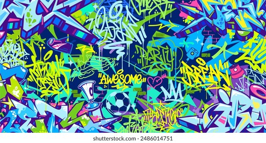 Trendy Abstract Hip Hop Urban Street Art Graffiti Style Vector Illustration Background Template