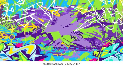 Trendy Abstract Hip Hop Urban Street Art Graffiti Style Vector Illustration Background Template