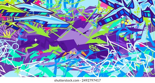 Trendy Abstract Hip Hop Urban Street Art Graffiti Style Vector Illustration Background Template