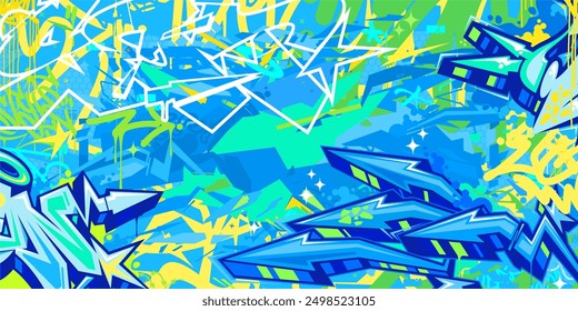 Trendy Abstract Hip Hop Urban Street Art Graffiti Style Vector Illustration Background Template