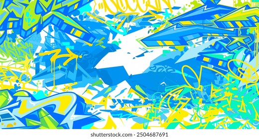 Trendy Abstract Hip Hop Urban Street Art Graffiti Style Vector Illustration Background Template