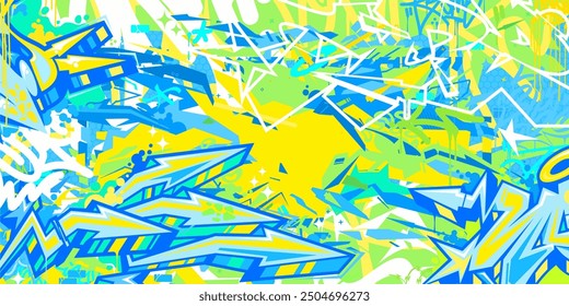 Trendy Abstract Hip Hop Urban Street Art Graffiti Style Vector Illustration Background Template