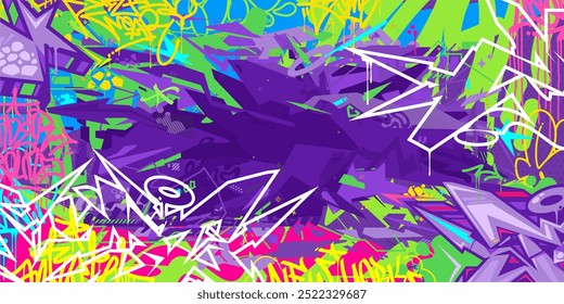 Trendy Abstract Hip Hop Urban Street Art Graffiti Style Vector Illustration Background Banner