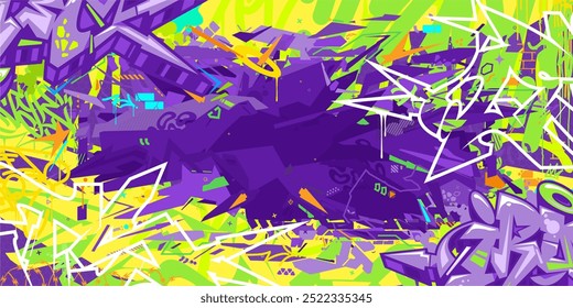 Trendy Abstract Hip Hop Urban Street Art Graffiti Style Vector Illustration Background Banner