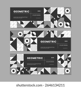Trendy abstrakte horizontale Banner-Vorlage mit geometrischem Konzept. Kann für Social-Media-Cover, mobile Apps, Bannerdesign, Web- oder Internetanzeigen verwendet werden.