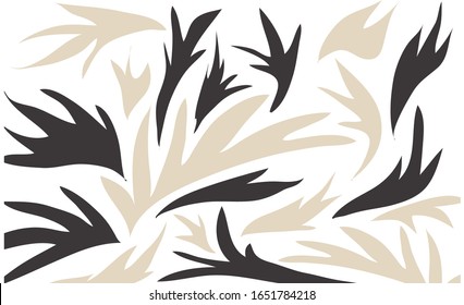 Trendy abstract leaves in summer Hawaii print vector.Tropical and vintage brown color background . Botanical wallpaper