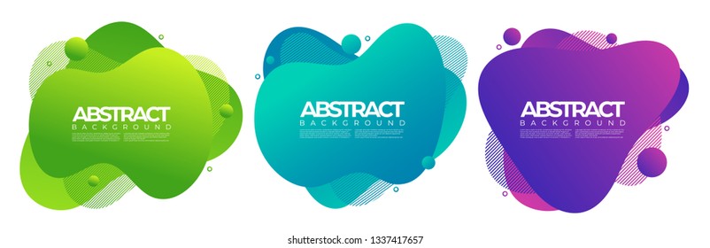 Trendy abstract minimal background design fluid liquid bubble badges set. eps10. Vector