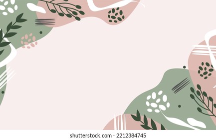 Trendy abstract minimalist organic shapes background  Aesthetic cute background  Hand drawn leaves abstract shapes background 