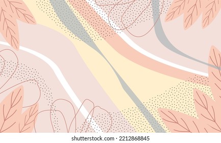 Trendy abstract minimalist organic shapes background  Aesthetic cute background  Hand drawn leaves abstract shapes background 