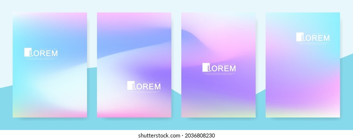 Trendy abstract mockup pastel colorful gradient art holographic templates in A4 size. Suitable for posts, banners design and layout design template for brochure. Vector fashion backgrounds
