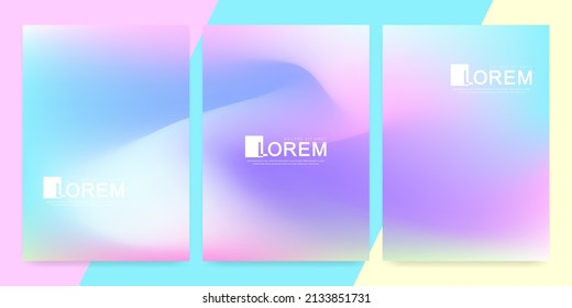 Trendy abstract mockup pastel colorful gradient art holographic templates in A4 size. Suitable for posts, banners design and layout design template for brochure. Vector fashion backgrounds.