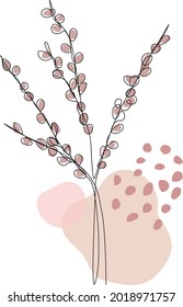 Trendy abstract one line drawing of flower in pastel colored shapes. Minimalistic art.