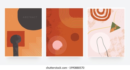 Trendy abstract organic cover shape. Teracotta color tone use for banner, brochure, card, invitation, print, flyer or presentation