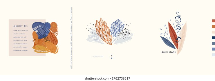 Trendy abstract organic and graphic elements. Template for logo, branding, web design, social media post, landing page, banner, business card, invitation, print, flyer or presentation. 