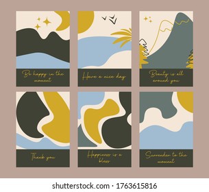 Trendy abstract organic and graphic elements with flowing liquid shapes. Template for social media post, banner, business card, invitation, print, flyer or presentation.