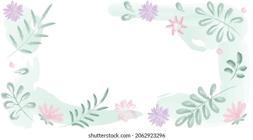 Trendy abstract panoramic art web template with floral and geometric elements. Suitable for advertising, social media publications, internet banner design - Vector illustration