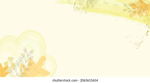 Trendy abstract panoramic art web template with floral and geometric elements. Suitable for advertising, social media publications, internet banner design - Vector illustration