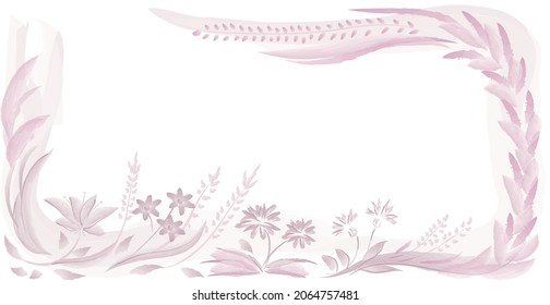 Trendy abstract panoramic art web template with floral and geometric elements. Suitable for advertising, social media publications, internet banner design - Vector illustration