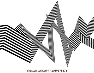 Patrón abstracto de moda de líneas paralelas rotas negras sobre un fondo blanco. Fondo rayado del vector.