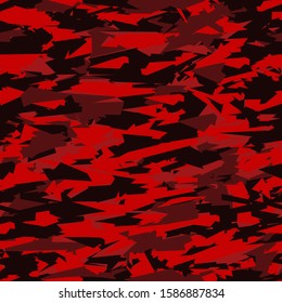 Trendy abstract pattern of broken curved lines red background-vector illustration. Bright aggressive camouflage background.