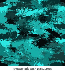 Trendy abstract pattern of broken curved lines emerald background-vector illustration. Bright camouflage background.