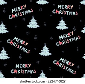 Trendy abstract pattern with christmas pattern on black background for decoration design.