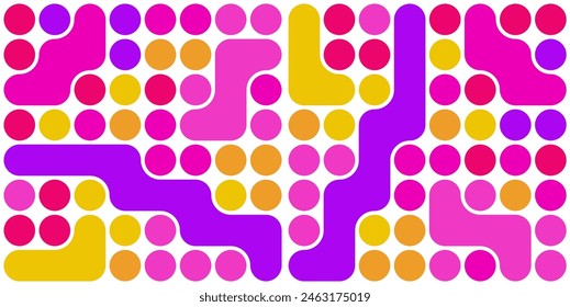 Trendiges abstraktes Muster mit flüssigen Formen, Geometrie-Grafiken. Modernes Muster. Abstraktes geometrisches Musterdesign, nahtloses Muster. Grafikdesign Element Moderner Stil, rosa violetter bunter Hintergrund
