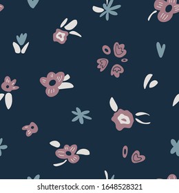 Trendy abstract pattern with Scandi flowers. Vector vintage pattern on the theme of Women's day. Can be used for fabric, textile, clothing, wallpapers, prints, cards and posters. Vector background