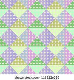 Trendy abstract pattern with seamless triangle and dots background. Colorful pastel soft colors vector illustration for fashion wrapping and textile print.