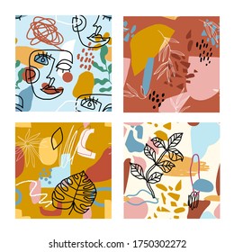 Trendy abstract pattern set. Abstract scribble lines and shapes bacground collection