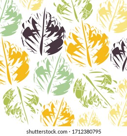 Trendy abstract  pattern with trees branches. Nature theme. Autumn colors