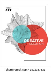 Trendy abstract poster background with dynamic particles shape. Modern science or technology element. Vector illustration
