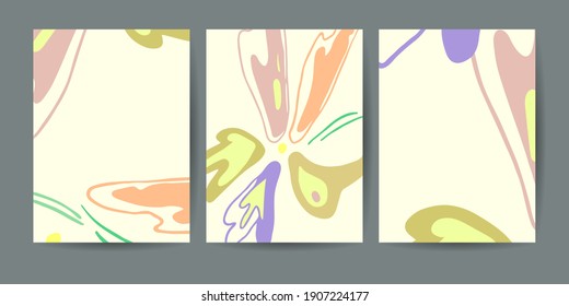Trendy abstract posters set. Template for design interior, postcard, banner, poster, web design. Vector illustration.