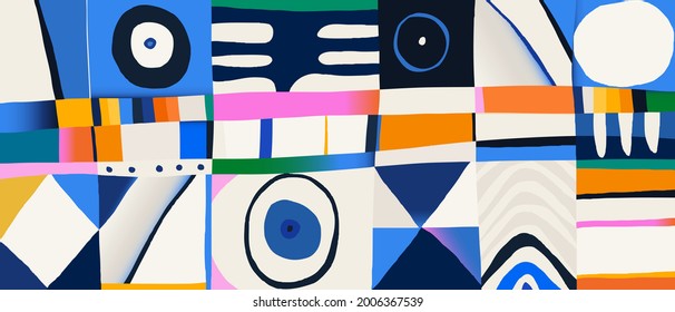 Trendy abstract print. Modern collage contemporary pattern. Memphis style design.