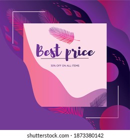 Trendy abstract purple square art templates with organic elements. Suitable for media posts in instagram