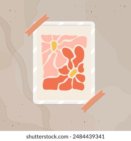 Poster du Fond d'écran à fleurs Fraîches à la mode  Abstrait Retro Poster naturel Orange Peau rose Pâque Image-Cadre Pour  Ambiance Favoris  Papier à l'aquarelle Pastel  Image vectorielle Isolée