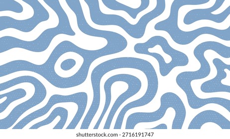 Fondo abstracto de moda sin fisuras con líneas gruesas, onduladas y fluidas o Formas orgánicas en azul pastel y blanco.Ilustración vectorial