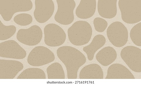 Fondo abstracto sin fisuras de moda con Formas orgánicas, irregulares, que se asemejan a la impresión de vaca, piedras o camuflaje, en colores beige y marrón claro.