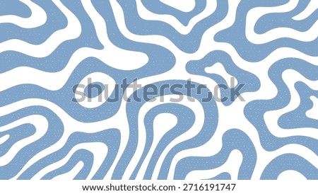 Trendy abstract seamless background featuring thick, undulating, flowing lines or organic shapes in pastel blue and white.Vector illustration