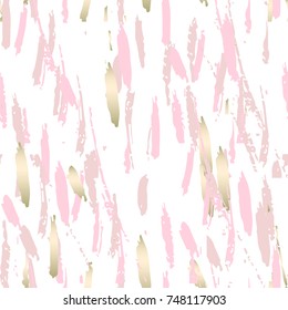 Trendy abstract seamless pattern. Brush confetti background. Pastel colors with gold. Wedding, fabric, wallpaper, party  invitation, wrapping, birthday, anniversary, etc. Vector