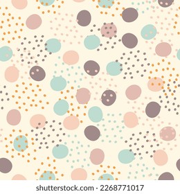 Trendy abstract seamless pattern with dots in minimalism style. Vector illustration of dots on a pink background. For cards, design, print, textile, wallpaper