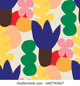 Diseño abstracto y moderno de formas geométricas y garabatos. Ilustración vectorial moderna y abstracta.  Fondo vectorial brillante colorido. Patrón vectorial dibujado a mano.