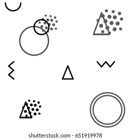 Trendy abstract seamless pattern with geometric shapes. Black, grey, white color.
